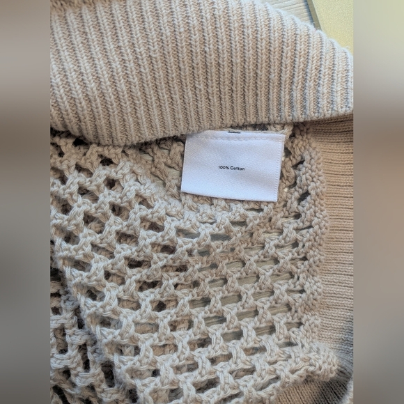 Summersalt Tan Natural Cotton Knit Long Sleeve The Fishnet Crewneck Cover-Up XL - Picture 9 of 10